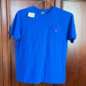 Polo Ralph Lauren Blue T-Shirt with Pink Logo